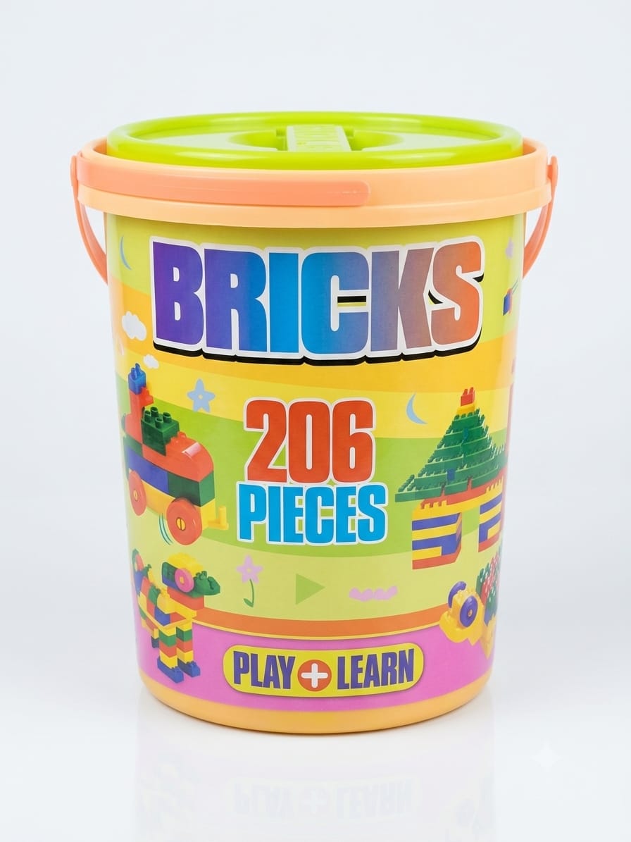 Play + Learn Building Bricks Bucket (206 Pieces)