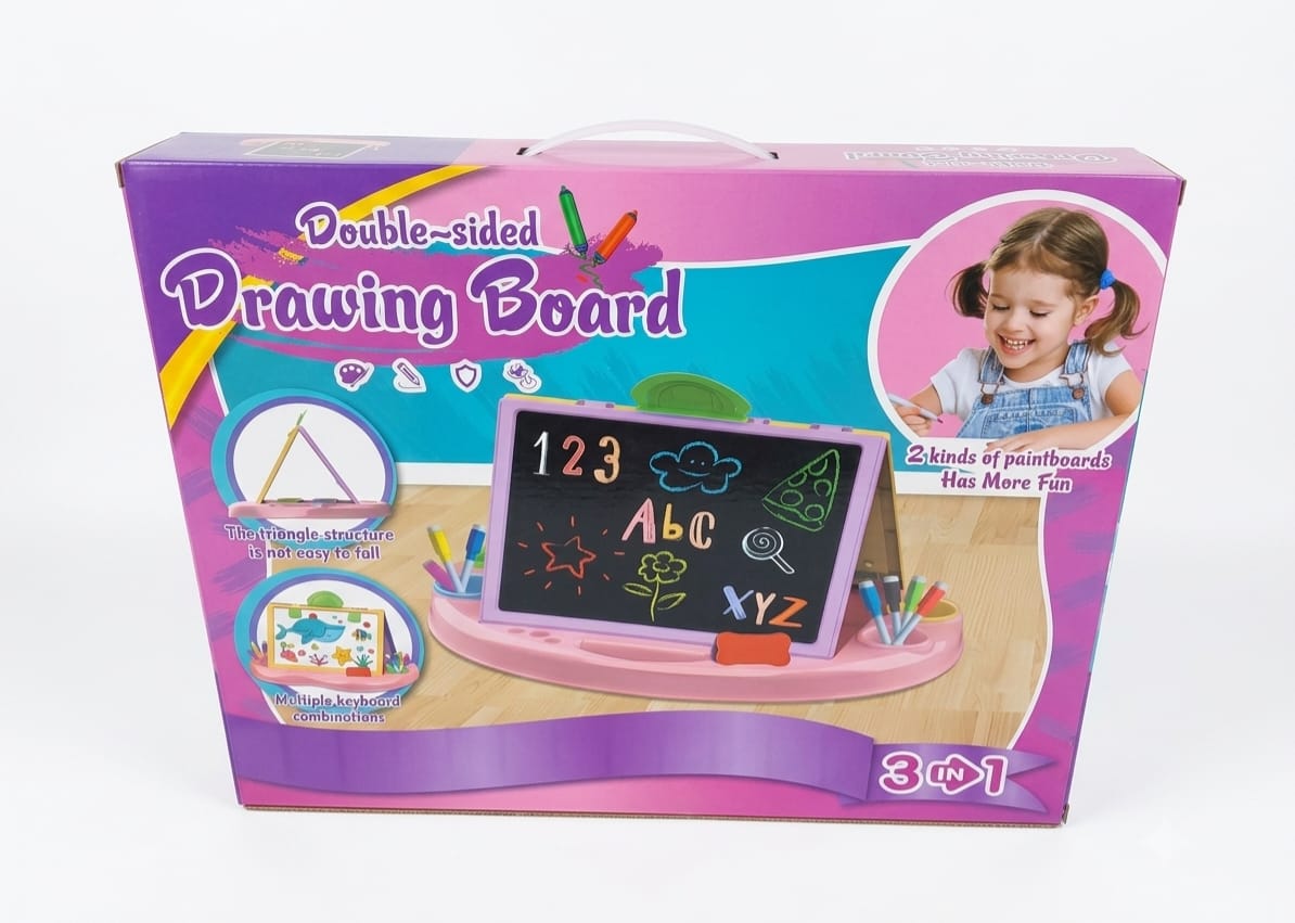 3-in-1 Kids Double-Sided Drawing Board