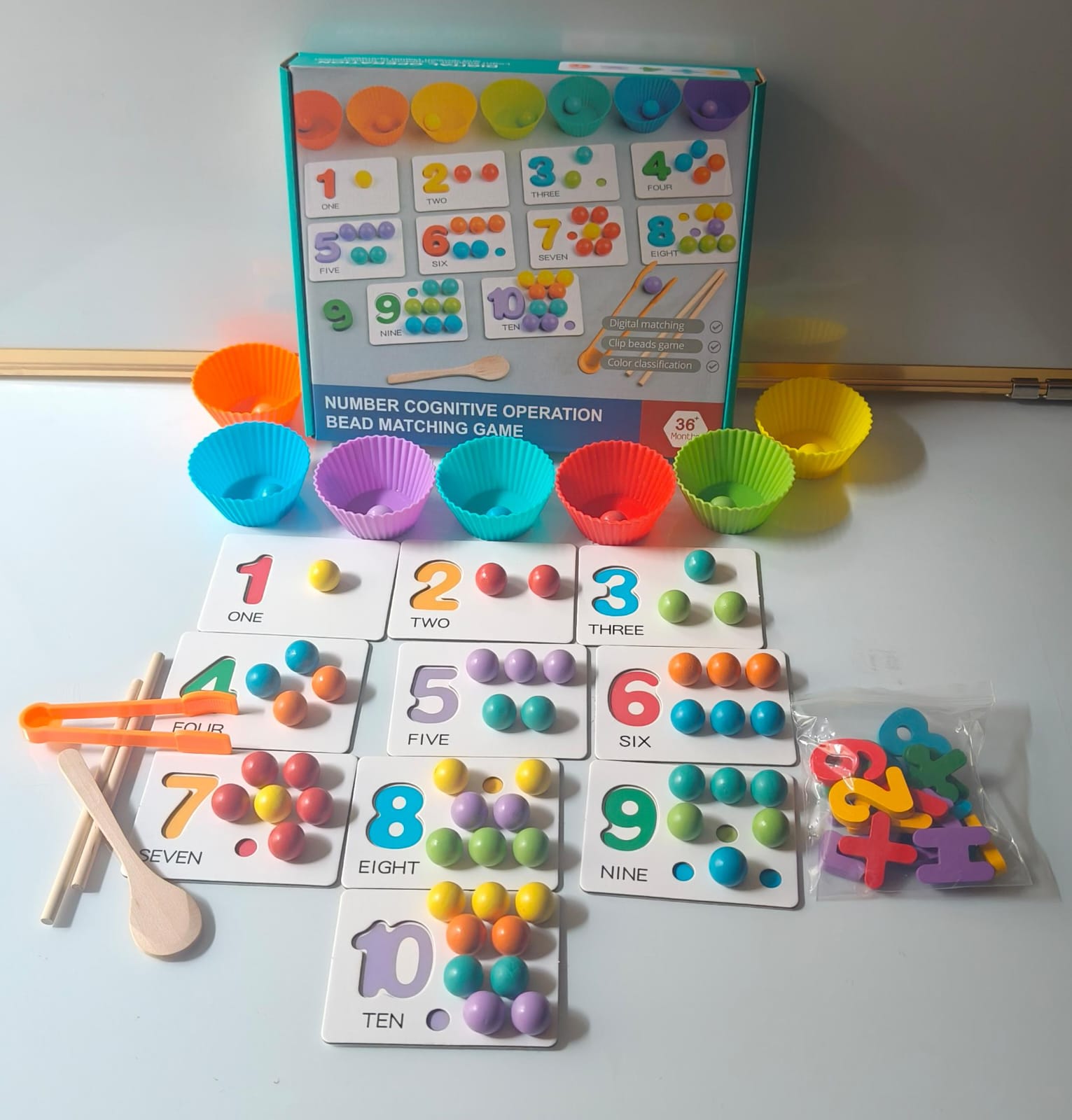 Montessori Bead & Number Matching Set.