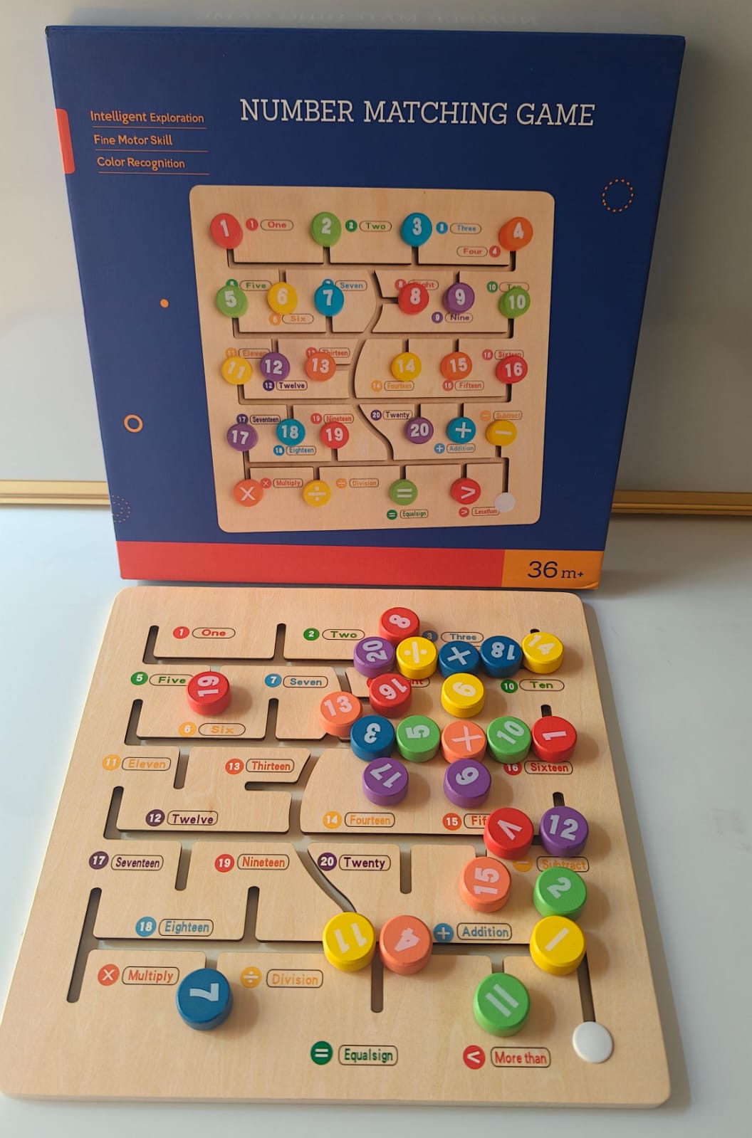 Wooden Number Matching & Math Maze Board.